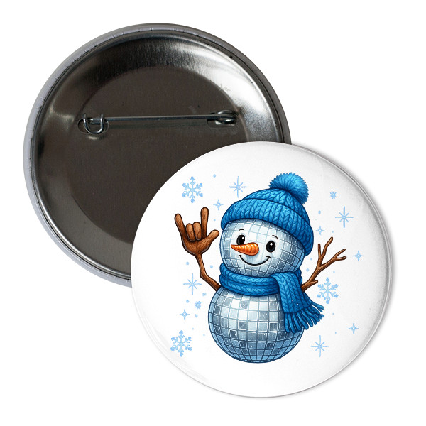 Odznáček  s potiskem Zimní láska sněhuláka ,,I love you,,